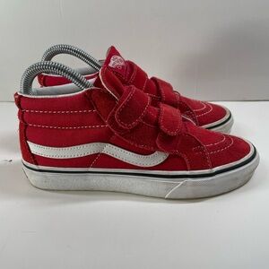 Vans Red Kids High-Top Sneakers 721454 White Stripe - Closure Size US 3